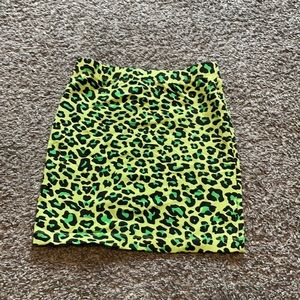 Green cheetah print tight mini pencil skirt